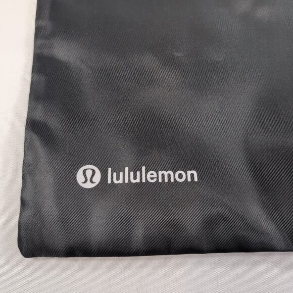 Lululemon Top Drawstring Black Bag Shoes Gym Clothes White Logo Storage Dust - Picture 8 of 8